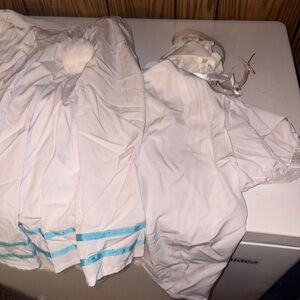 Haru Beastars Cosplay White Sailor-Style Dress with Aqua Trim SMALL and Wig